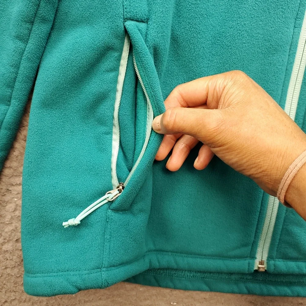The North Face Jacket Mens‎ Green Fleece Lined Mock Neck Embroidered Logo Zipper